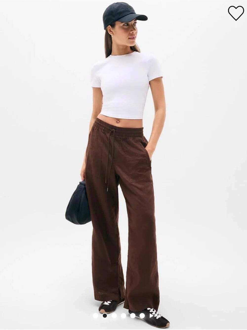Athleta Retreat Linen Mid Rise Wide Leg Pant Size XS Woodland Brown Minimal